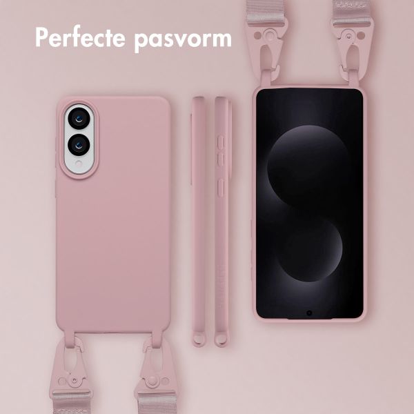 Selencia Siliconen hoesje met afneembaar koord Samsung Galaxy S25 Edge - Sand Pink