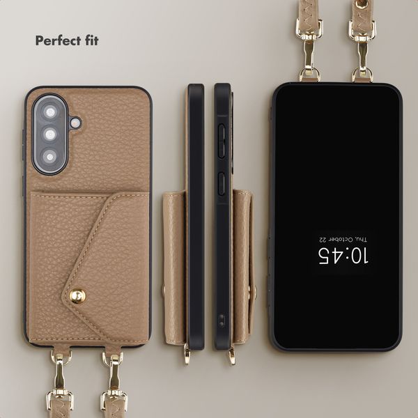 Selencia Sera Phone Case with Cord and Envelope Card Holder Samsung Galaxy A37 (5G) - Taupe