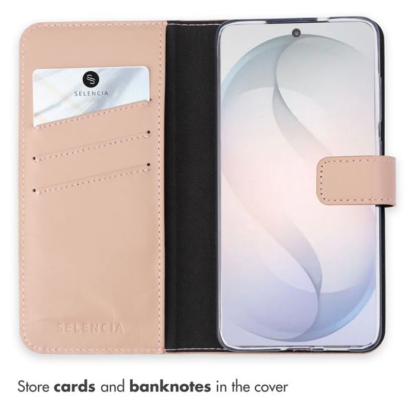 Selencia Genuine Leather Book Case Samsung Galaxy S26 - Dusty Pink