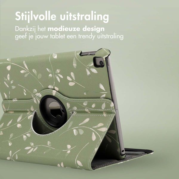 imoshion 360° Draaibare Design Bookcase Apple iPad 9 (2021) 10.2 inch / iPad 8 (2020) 10.2 inch / iPad 7 (2019) 10.2 inch - Green Flowers