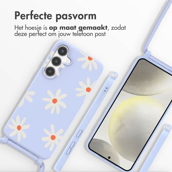 imoshion Siliconen design hoesje met koord Samsung Galaxy S24 - Lila Flower Distance