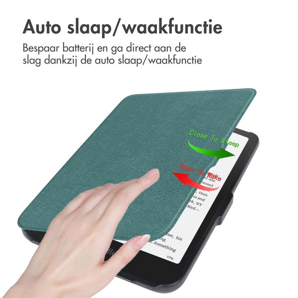 imoshion Slim Hard Case Bookcase Amazon Kindle Paperwhite (2024) / Paperwhite Signature Edition (2024) / Colorsoft (2024) / Colorsoft Signature Edition (2024) - Donkergroen