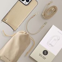 Selencia Nova Phone Case with Cord and Card Holder Apple iPhone 15 Pro Max - Beige