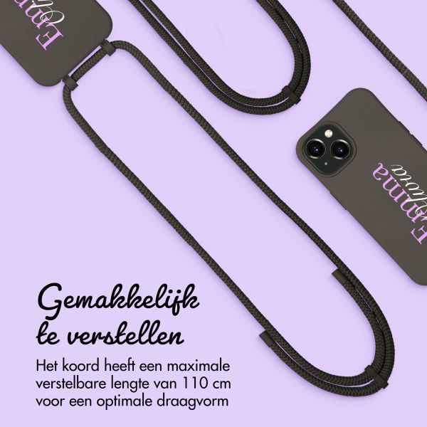 Gepersonaliseerd Color Backcover MagSafe met afneembaar koord en naam  iPhone 15 - Black Coffee