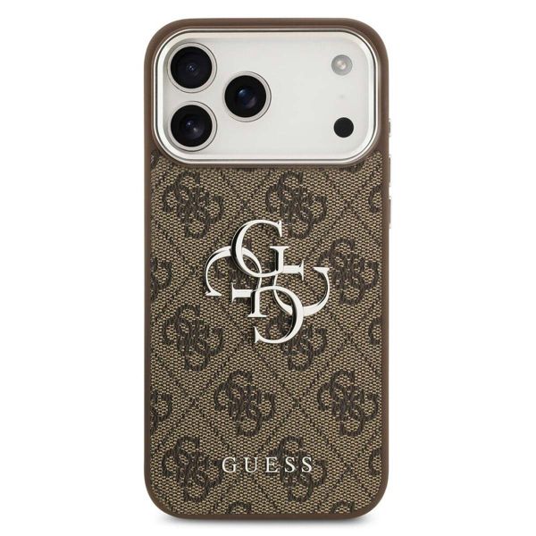 Guess 4G Metal Logo Backcover Apple iPhone 17 Pro Max - Silver Edge - Brown