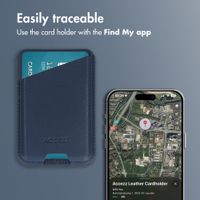 Accezz Magnetic Leather Card Holder - Compatible with Apple Find My - Nightfall Blue
