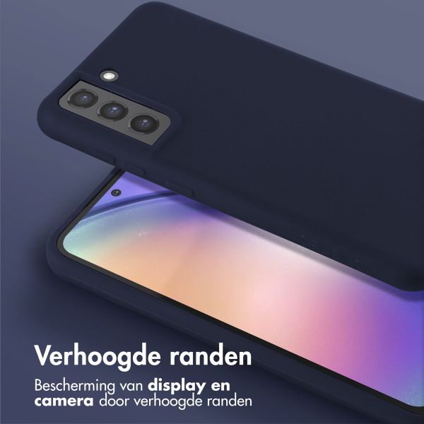 Selencia Siliconen hoesje met afneembaar koord Samsung Galaxy S21 FE - Donkerblauw