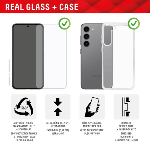 Displex Screenprotector Real Glass + Case Samsung Galaxy A55 - Transparant