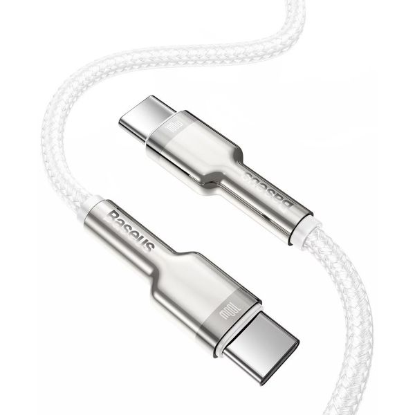 Baseus Cafule Series USB-C naar USB-C kabel - Metaal - 100 Watt - 1 meter - Wit