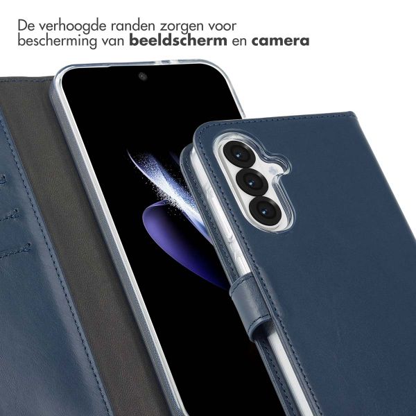 Selencia Echt Leren Bookcase Samsung Galaxy A36 / A56 - Blauw