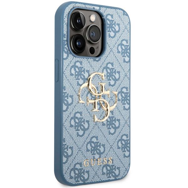 Guess 4G Metal Logo Backcover iPhone 14 Pro - Blauw