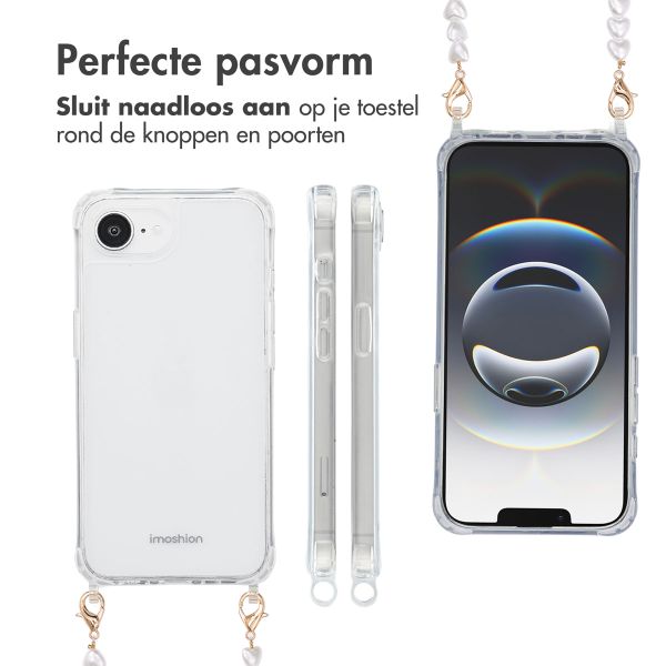 imoshion Backcover met koord + armband Apple iPhone 16e - Parels Hartjes