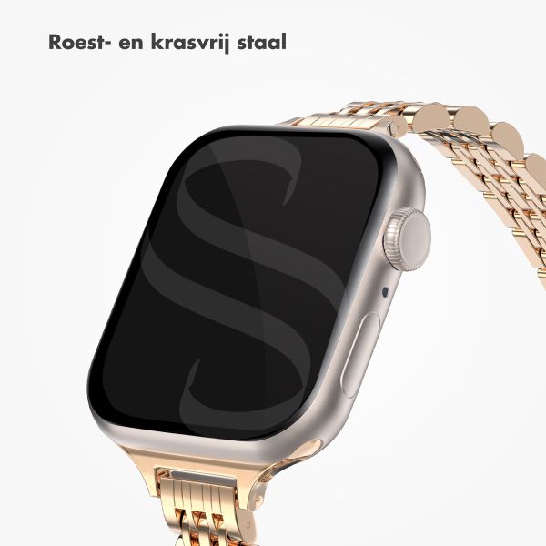 Selencia Slim Steel Jubilee Inspired schakelbandje Apple Watch Series 1 t/m 9 / SE (38/40/41 mm) | Series 10 / 11 (42 mm) - Rosé Goud