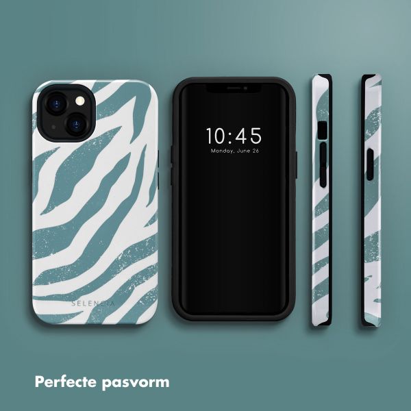 Selencia Vivid Tough Backcover iPhone 13 - Colorful Zebra Pine Blue