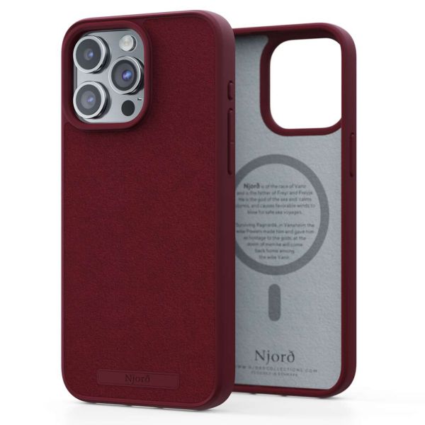 Njorð Collections Suède Comfort+ Case MagSafe iPhone 15 Pro Max - Red