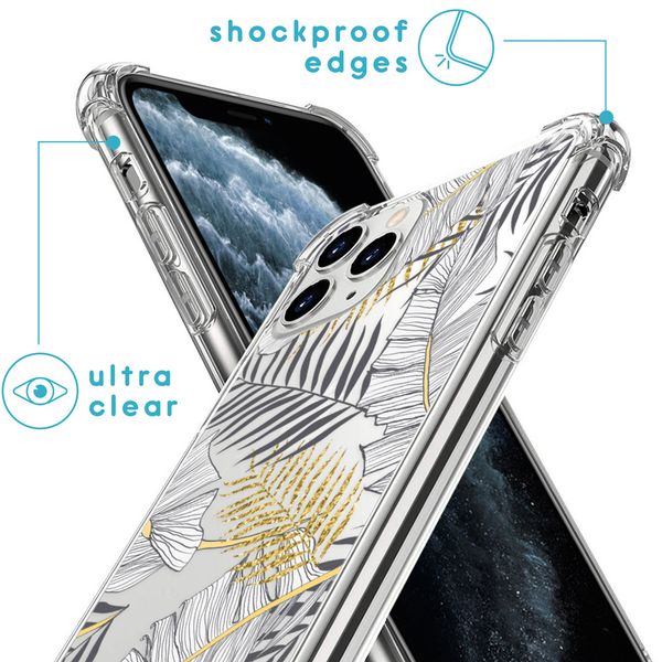 imoshion Design hoesje met koord iPhone 11 Pro Max - Bladeren - Zwart / Goud