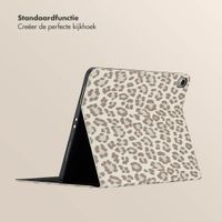 Selencia Sabi Bookcase met panterprint Apple iPad Air 11 inch (2025) M3 / (2024) M2 / Air 5 (2022) / Air 4 (2020) - Soft Ivory