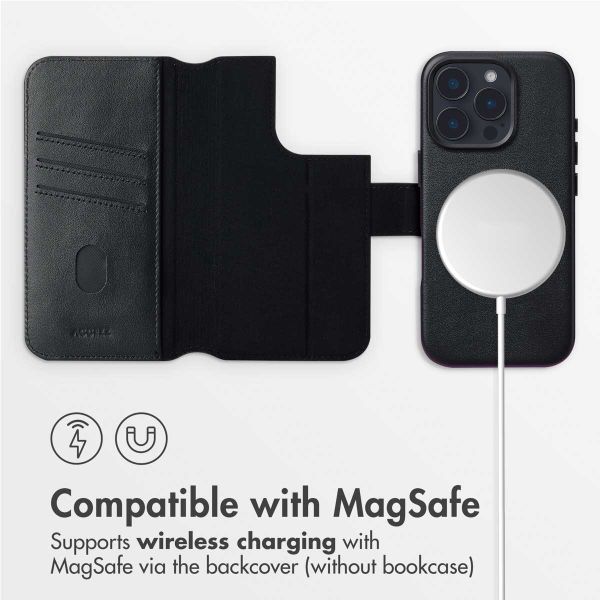 Accezz 2-in-1 Leather Bookcase with MagSafe Apple iPhone 16 Pro - Onyx Black