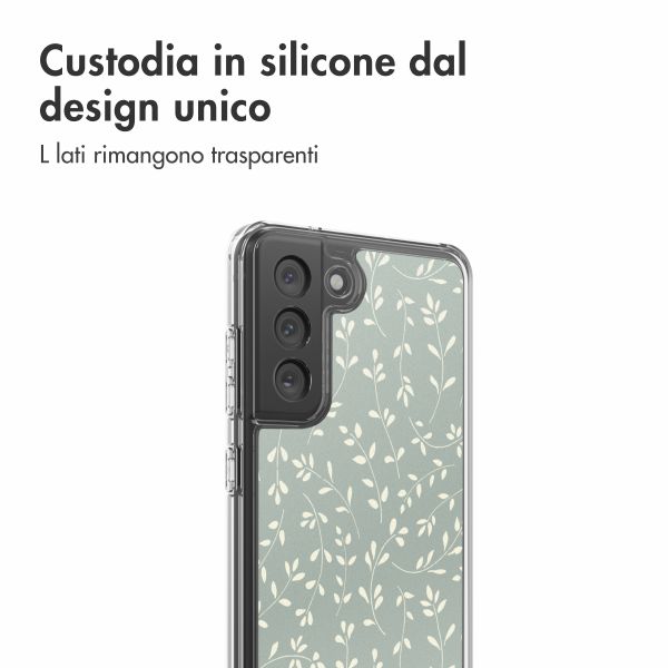 imoshion Design hoesje Samsung Galaxy S21 FE - Smoke Green Flowers