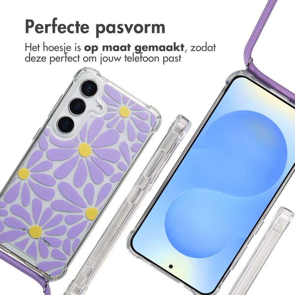 imoshion Design hoesje met koord Samsung Galaxy S25 - Tropical Violet Flowers Connect