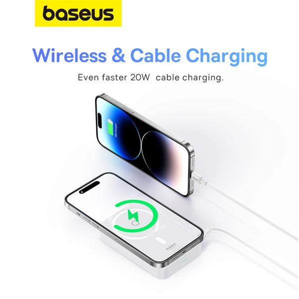 Baseus MagPro | 5.000 mAh powerbank - 20 watt - Wit