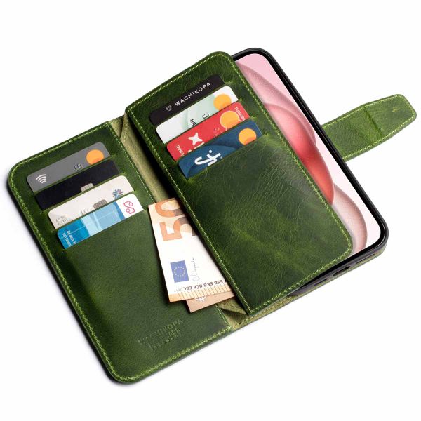 Wachikopa Multi Wallet Bookcase iPhone 15 - Forest Green