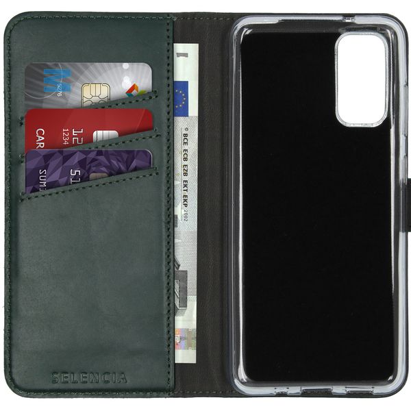 Selencia Echt Leren Bookcase Samsung Galaxy S20 - Groen