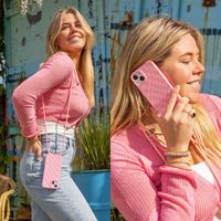imoshion Siliconen design hoesje met koord Apple iPhone 15 Plus - Retro Pink