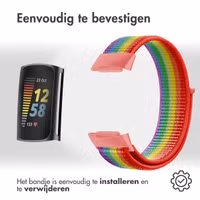 imoshion Nylon bandje Fitbit Charge 5 - Maat L - Rainbow