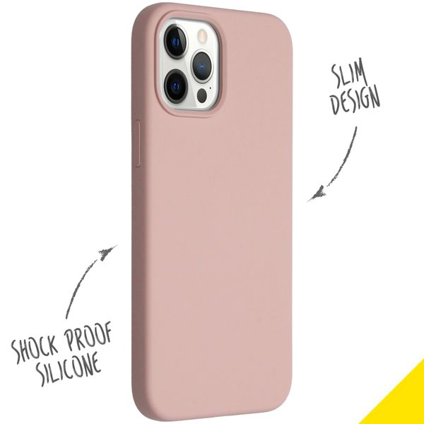 Accezz Liquid Silicone Backcover iPhone 12 Pro Max - Roze