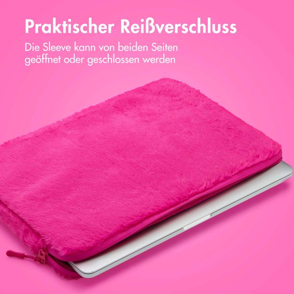imoshion Fluffy Laptop hoes 13-14 inch - Laptopsleeve - Hot Pink