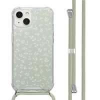 imoshion Design hoesje met koord Apple iPhone 13 - Smoke Green Flowers