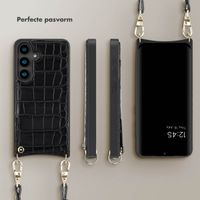 Selencia Nova Croco Backcover met koord en pashouder Samsung Galaxy S24 - Black