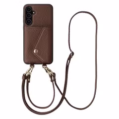 Selencia Sera Telefoonhoes met Koord en Envelop Pashouder Samsung Galaxy A55 - Chocolate Brown