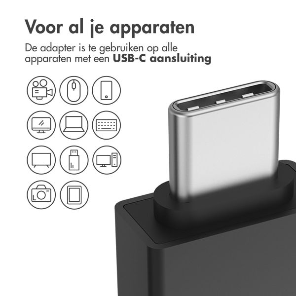 imoshion 2x USB-C (male) naar USB-A 3.1 (female) Adapter - OTG - Zwart