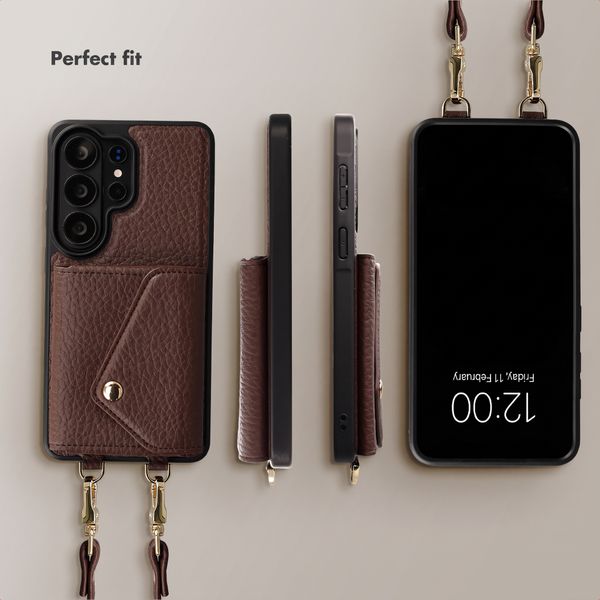 Selencia Sera Phone Case with Cord and Envelope Card Holder Samsung Galaxy S26 Ultra - Chocolate Brown