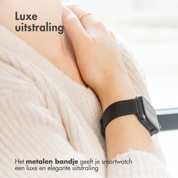 imoshion Milanees magnetisch bandje Apple Watch Series 1 - 11 / SE / Ultra (44/45/46/49 mm) - Maat S - Zwart