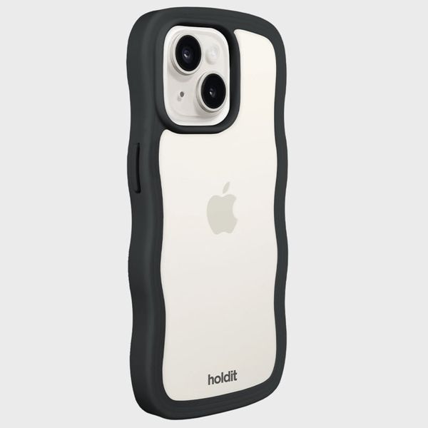 Holdit Wavy Case iPhone 15/14/13 - Black / Transparant