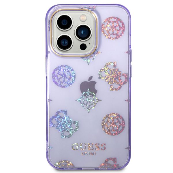 Guess Peony Glitter Backcover iPhone 14 Pro - Lila