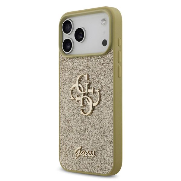 Guess 4G Metal Logo Glitter Backcover Apple iPhone 17 Pro - Goud