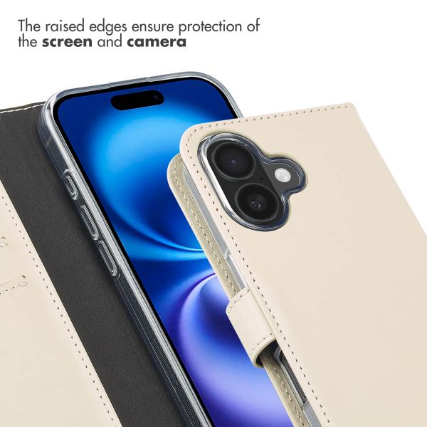 Selencia Genuine Leather Book Case Apple iPhone 16 - Greige