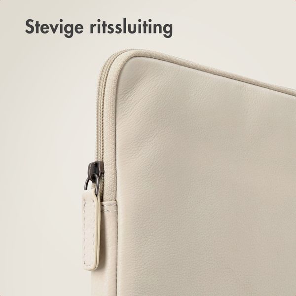 Accezz Leather Laptop hoes met rits 15-16 inch - Laptopsleeve - Beige