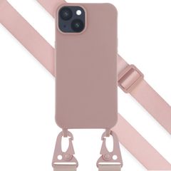 Selencia Siliconen hoesje met afneembaar koord iPhone 14 - Sand Pink