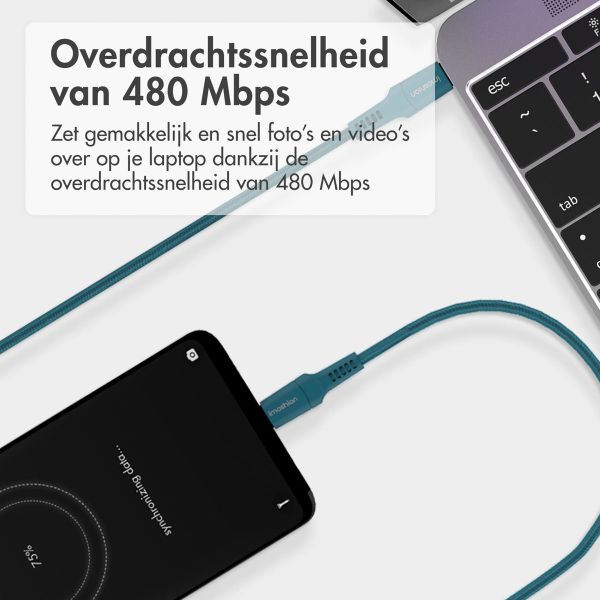 imoshion Braided USB-C naar USB-C kabel - 2 meter - Donkerblauw