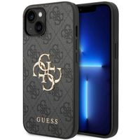 Guess 4G Metal Logo Backcover Apple iPhone 15 - Grijs