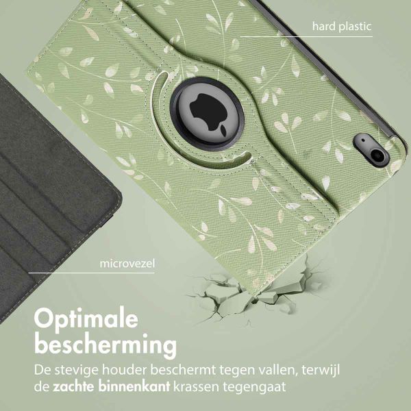 imoshion 360° Draaibare Design Bookcase Apple iPad 11 (2025) 11 inch A16 / iPad 10 (2022) 10.9 inch - Green Flowers