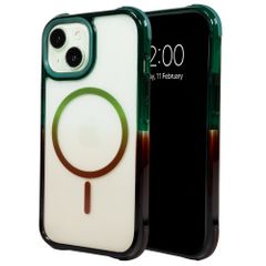 Selencia Gradient Backcover met MagSafe Apple iPhone 15 - Groen / Bruin