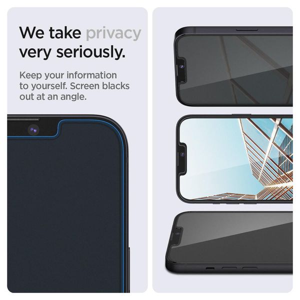 Spigen EZ Fit GLAS.tR Privacy Glass Screenprotector - 1 pack Apple iPhone 17e / 16e / 14 / 13 / 13 Pro