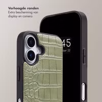 Selencia Nova Croco Telefoonhoes met Koord en Pashouder Apple iPhone 17 - Sage Green