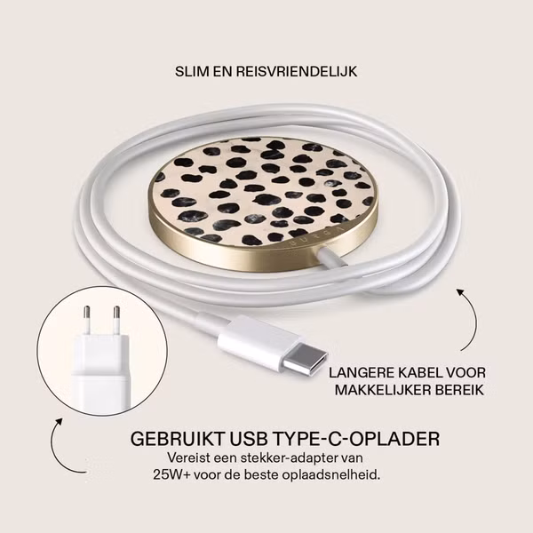 Burga Draadloze Magnetische Oplader - MagSafe en Qi2 - Almond Latte / Gold